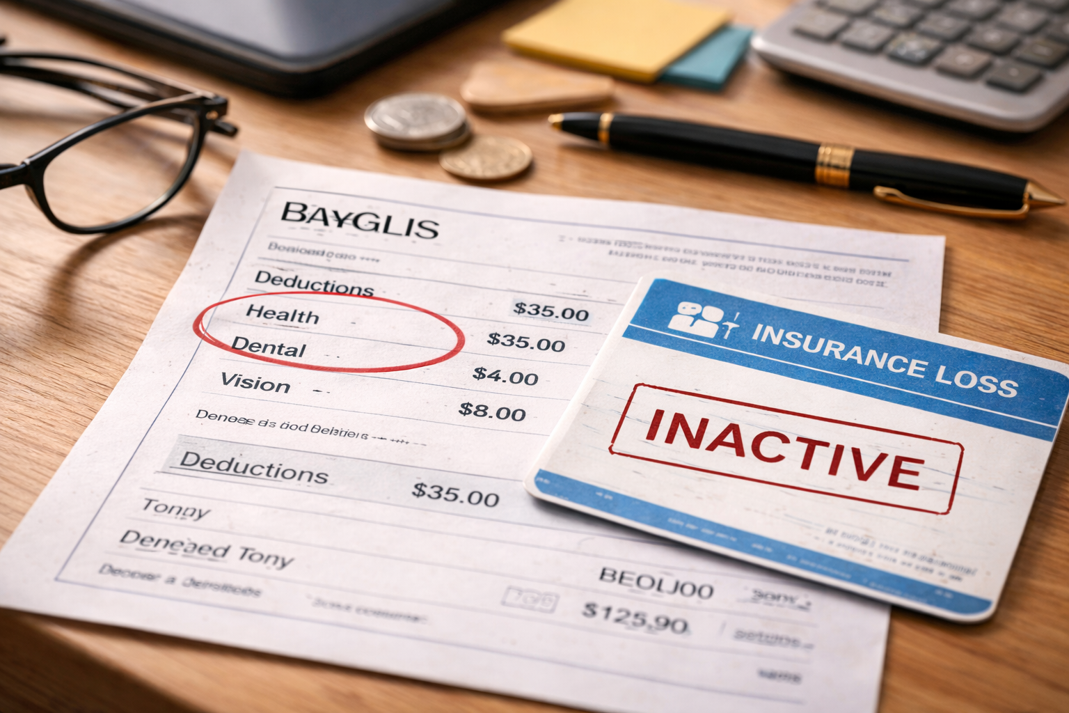 benefit deduction taken but no coverage